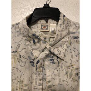 Vintage Stamp 10 Men's Long  Sleeve 100% Cotton Shirt XXL Hawaiian Style Cruise